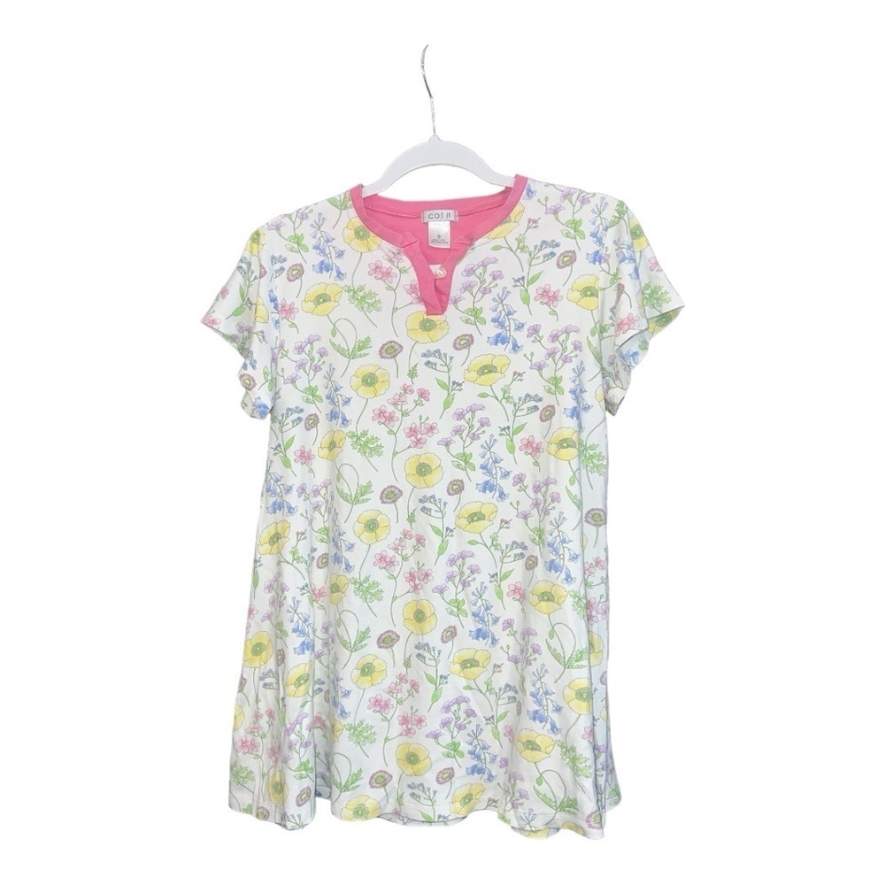 Cotn Pima Cotton Cottagecore Floral Sleep Shirt Size‎ Small H1